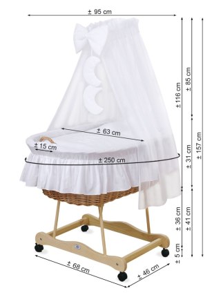 Kosz Mojżesza wiklinowy z baldachimem- Little Prince Princess biały