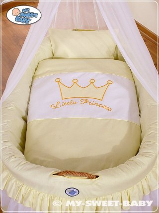 Kosz Mojżesza wiklinowy z baldachimem- Little Prince Princess kremowy