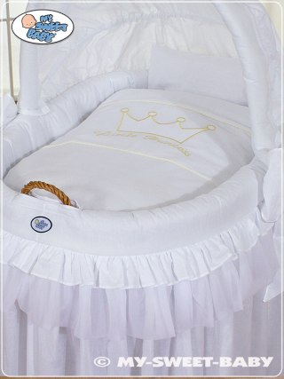 Kosz Mojżesza wiklinowy ze składaną budką- Little Prince Princess biały