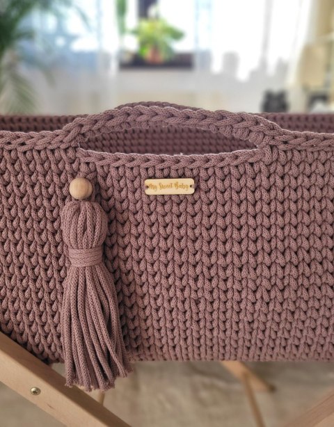 Kosz Mojżesza BOHO Handmade ze stojakiem - mauve