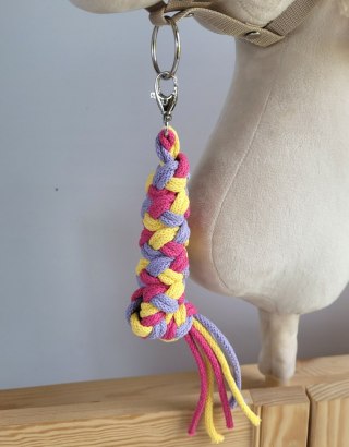 Uwiąz dla Hobby Horse ze sznurka - ciemny róż/ fiolet/ żółty