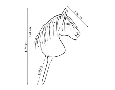 Hobby Horse Duży koń na kiju Premium - tarantowaty biało-czarny z czarną grzywą A3