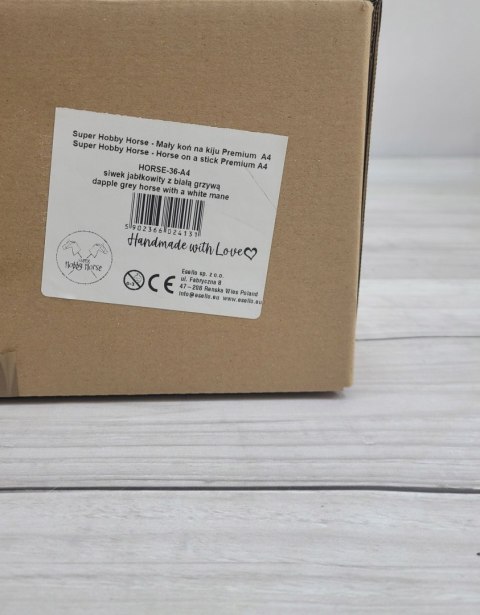 Hobby Horse Mały koń na kiju Premium - siwek jabłkowity z białą grzywą A4