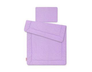 Komplet pościeli dla niemowląt z wypełnieniem 2-cz 75x100cm NEWBORN - Pepitka fioletowa
