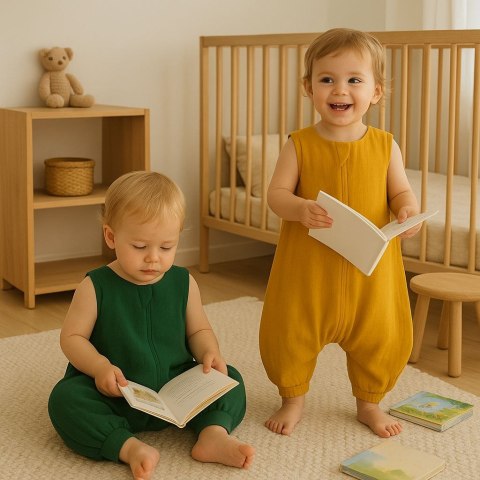 Muślinowy śpiworek dla dzieci z nogawkami XL 2-4 lata letni TOG 1.0 - zieleń lasu