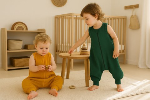 Muślinowy śpiworek dla dzieci z nogawkami XL 2-4 lata letni TOG 1.0 - zieleń lasu