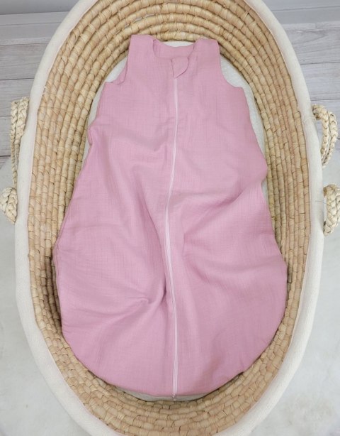 Muślinowy śpiworek dla dzieci zaokrąglony M 6-12 mcy letni TOG 1.0 - pastel pink