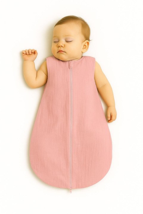 Muślinowy śpiworek dla dzieci zaokrąglony S 0-6 mcy letni TOG 1.0 - pastel pink Muślinowy śpiworek dla dzieci zaokrąglony S 0-6 mcy letni TOG 1.0 - pastel pink