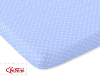 Prześcieradło bawełniane z gumką do łóżeczka 140x70 cm - groszki na błękicie