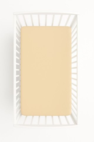 Prześcieradło bawełniane z gumką do łóżeczka 120x60 cm - beżowe