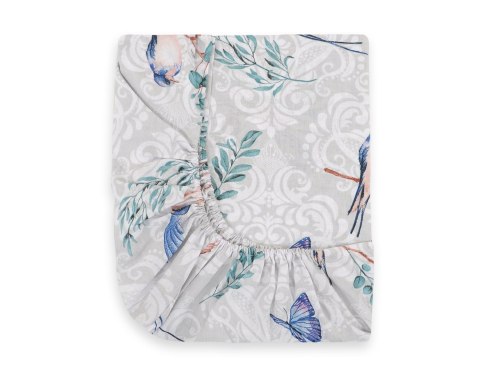 Prześcieradło bawełniane z gumką do łóżeczka 120x60 cm - blue birds