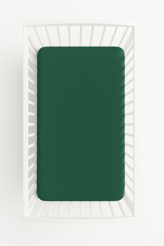 Prześcieradło bawełniane z gumką do łóżeczka 120x60 cm - butelkowa zieleń