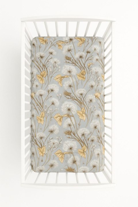 Prześcieradło bawełniane z gumką do łóżeczka 120x60 cm - dmuchawce