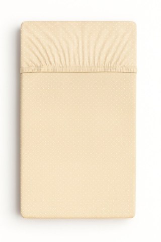 Prześcieradło bawełniane z gumką do łóżeczka 120x60 cm - groszki na beżu