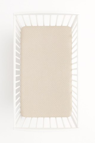 Prześcieradło bawełniane z gumką do łóżeczka 120x60 cm - groszki na beżu