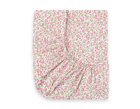 Prześcieradło bawełniane z gumką do łóżeczka 120x60 cm - łączka różowa