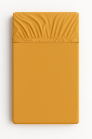 Prześcieradło bawełniane z gumką do łóżeczka 120x60 cm - musztardowe