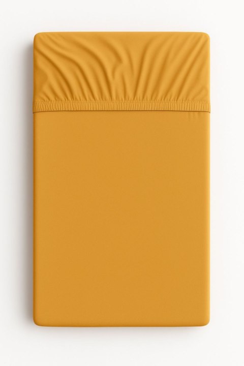 Prześcieradło bawełniane z gumką do łóżeczka 120x60 cm - musztardowe