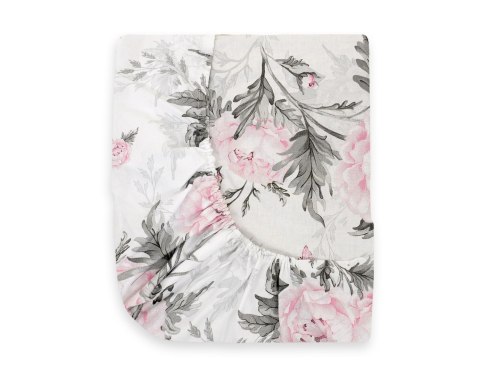 Prześcieradło bawełniane z gumką do łóżeczka 120x60 cm - romantic peonies