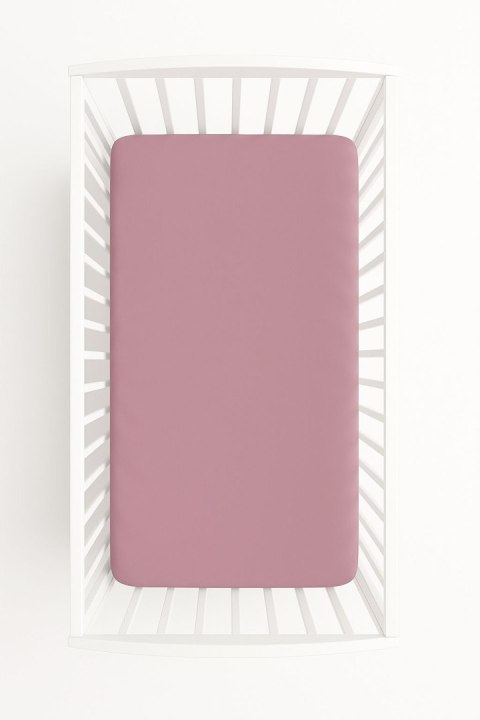 Prześcieradło bawełniane z gumką do łóżeczka 120x60 cm - róż retro