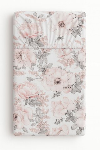 Prześcieradło bawełniane z gumką do łóżeczka 120x60 cm - róże sepia