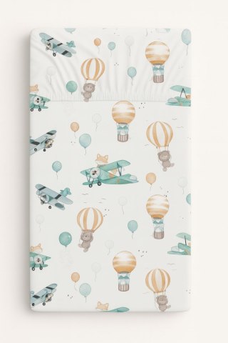 Prześcieradło bawełniane z gumką do łóżeczka 120x60 cm - sky adventure