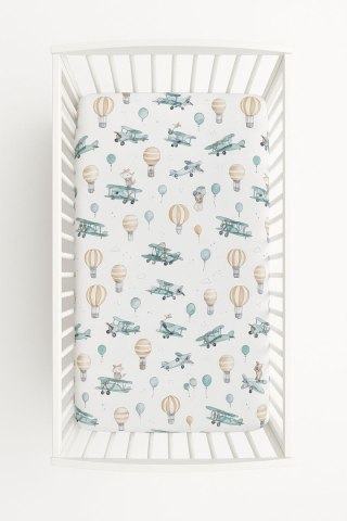 Prześcieradło bawełniane z gumką do łóżeczka 120x60 cm - sky adventure