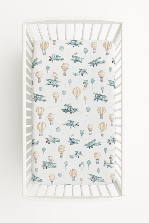 Prześcieradło bawełniane z gumką do łóżeczka 120x60 cm - sky adventure