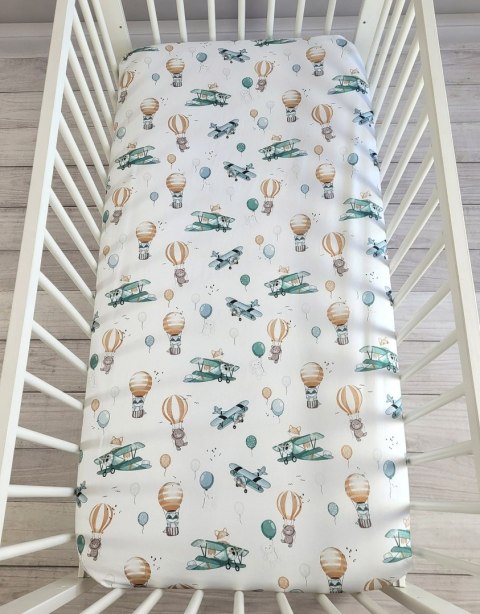 Prześcieradło bawełniane z gumką do łóżeczka 120x60 cm - sky adventure