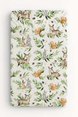 Prześcieradło bawełniane z gumką do łóżeczka 120x60 cm - woodland green