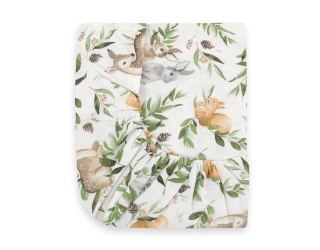 Prześcieradło bawełniane z gumką do łóżeczka 120x60 cm - woodland green