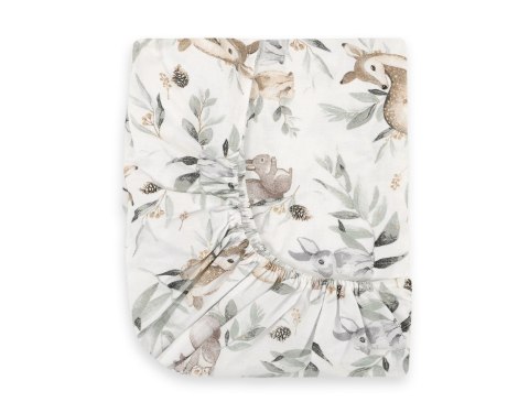 Prześcieradło bawełniane z gumką do łóżeczka 120x60 cm - woodland olive