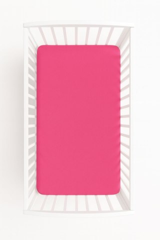 Prześcieradło jersey bawełna z gumką do łóżeczka 120x60cm - ciemny róż