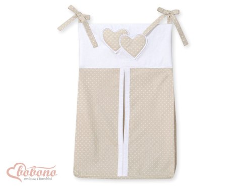 Przybornik- Torba na pampersy- Wiszące serduszka kropki na beżu