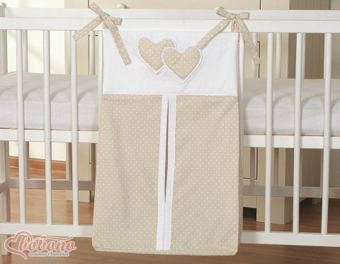 Przybornik- Torba na pampersy- Wiszące serduszka kropki na beżu