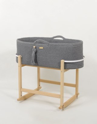 Kosz Mojżesza BOHO Handmade z kołyską - ciemny szary