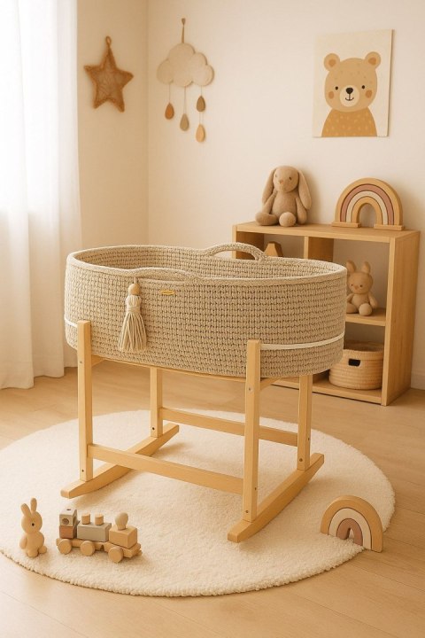 Kosz Mojżesza BOHO Handmade z kołyską - jasny beż Kosz Mojżesza BOHO Handmade z kołyską - jasny beż
