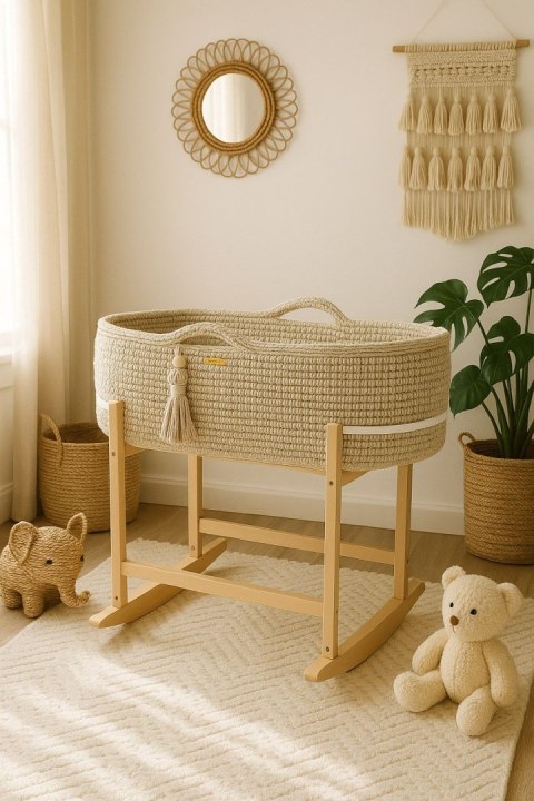 Kosz Mojżesza BOHO Handmade z kołyską - jasny beż Kosz Mojżesza BOHO Handmade z kołyską - jasny beż