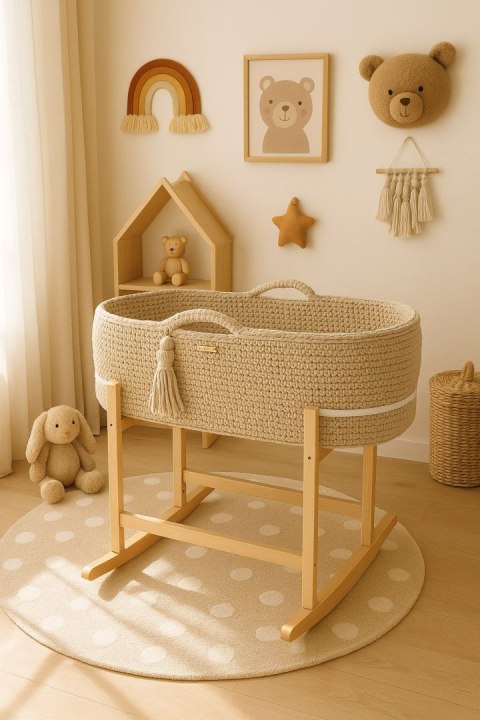 Kosz Mojżesza BOHO Handmade z kołyską - jasny beż Kosz Mojżesza BOHO Handmade z kołyską - jasny beż