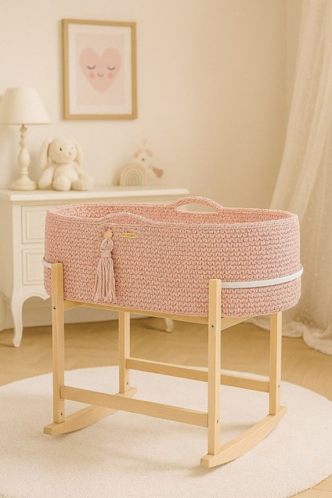 Kosz Mojżesza BOHO Handmade z kołyską - pastel pink Kosz Mojżesza BOHO Handmade z kołyską - pastel pink