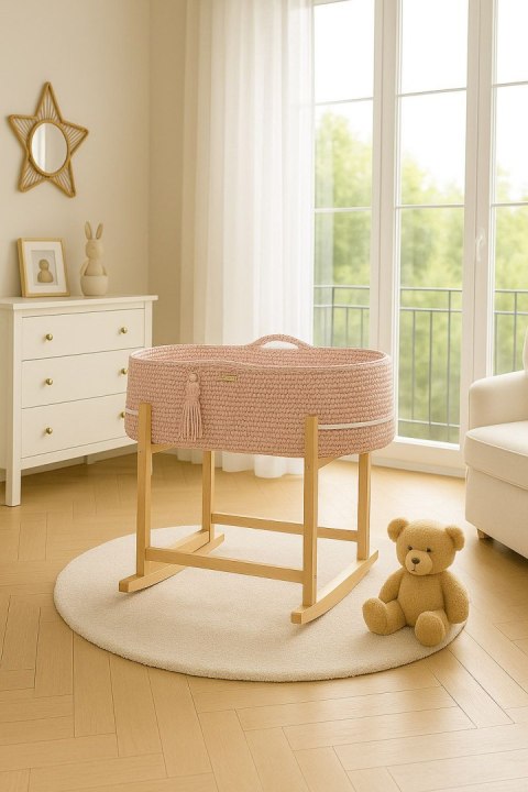 Kosz Mojżesza BOHO Handmade z kołyską - pastel pink Kosz Mojżesza BOHO Handmade z kołyską - pastel pink