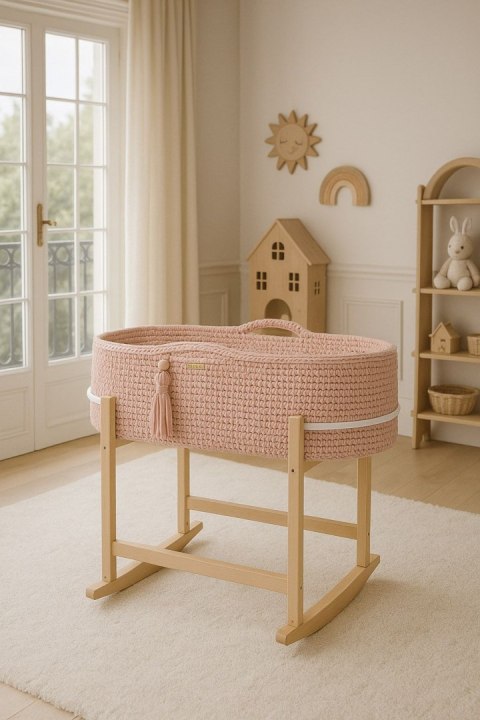 Kosz Mojżesza BOHO Handmade z kołyską - pastel pink Kosz Mojżesza BOHO Handmade z kołyską - pastel pink
