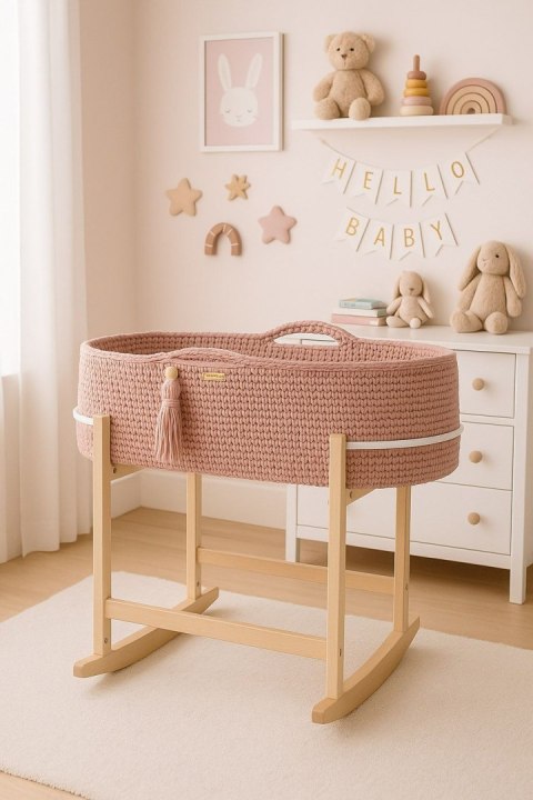 Kosz Mojżesza BOHO Handmade z kołyską - pastel pink Kosz Mojżesza BOHO Handmade z kołyską - pastel pink