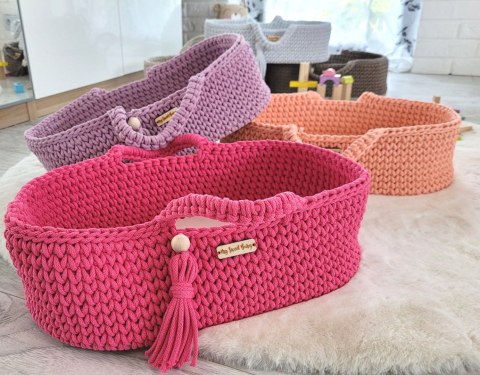 Kosz Mojżesza BOHO bawełniany nosidełko dla lalek - brzoskwinia