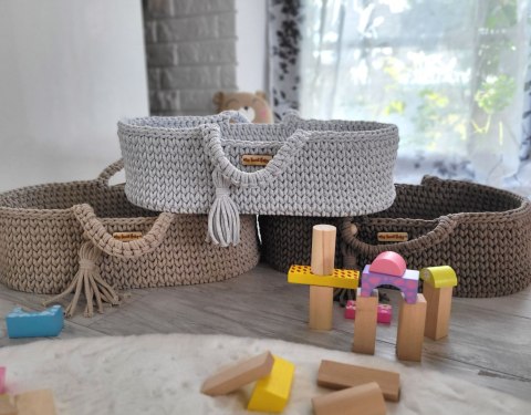 Kosz Mojżesza BOHO bawełniany nosidełko dla lalek - mocca