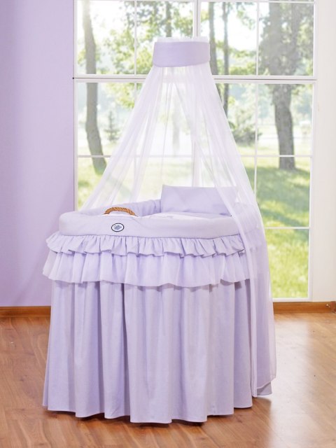 Kosz Mojżesza wiklinowy z baldachimem- Little Prince fioletowy