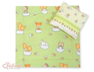 Pościel do wózka z wypełnieniem kołderka i poduszka - Leśne zwierzątka zielone