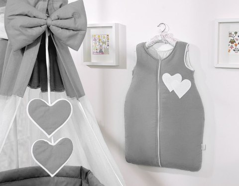 Śpiworek dla dzieci bawełniany M 6-12 mcy TOG 2.5 całoroczny ocieplany serduszka antracyt