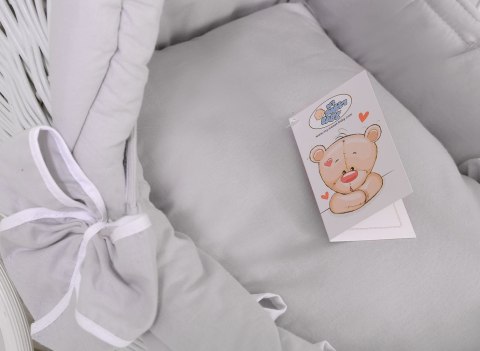 Wiklinowy wózek dla lalek pchacz biały z białą pościelką i miękką wyściółką STELLA