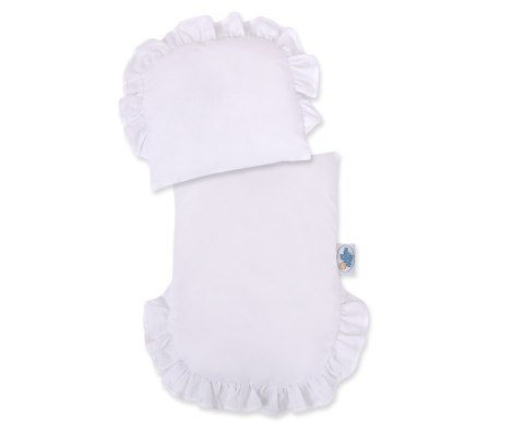 Wiklinowy wózek dla lalek pchacz biały z białą pościelką i miękką wyściółką CHIARA